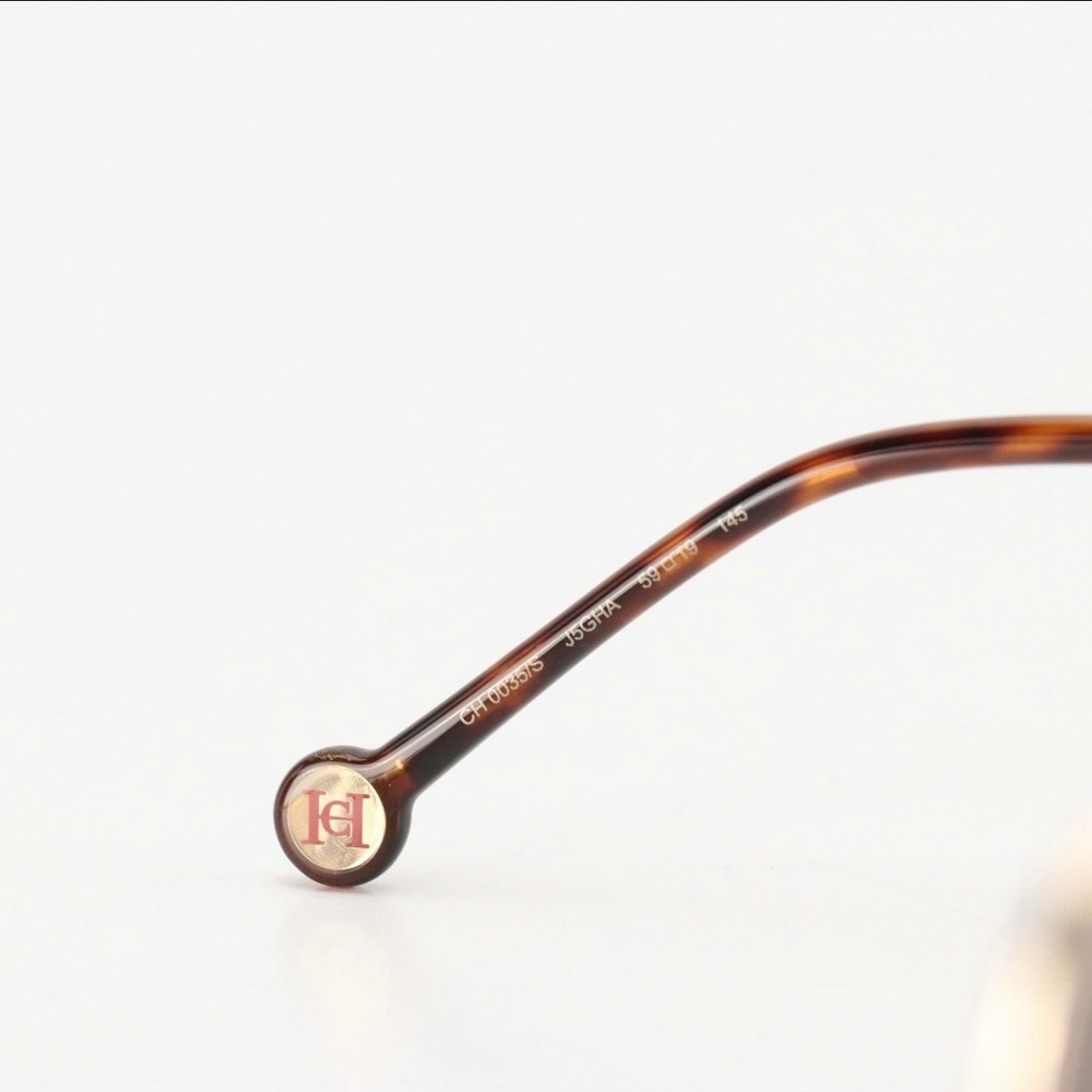 Carolina Herrera Square Oversized Metal Sunglasses CH0035S J5GHA Gold Brown NIB - Picture 5 of 10